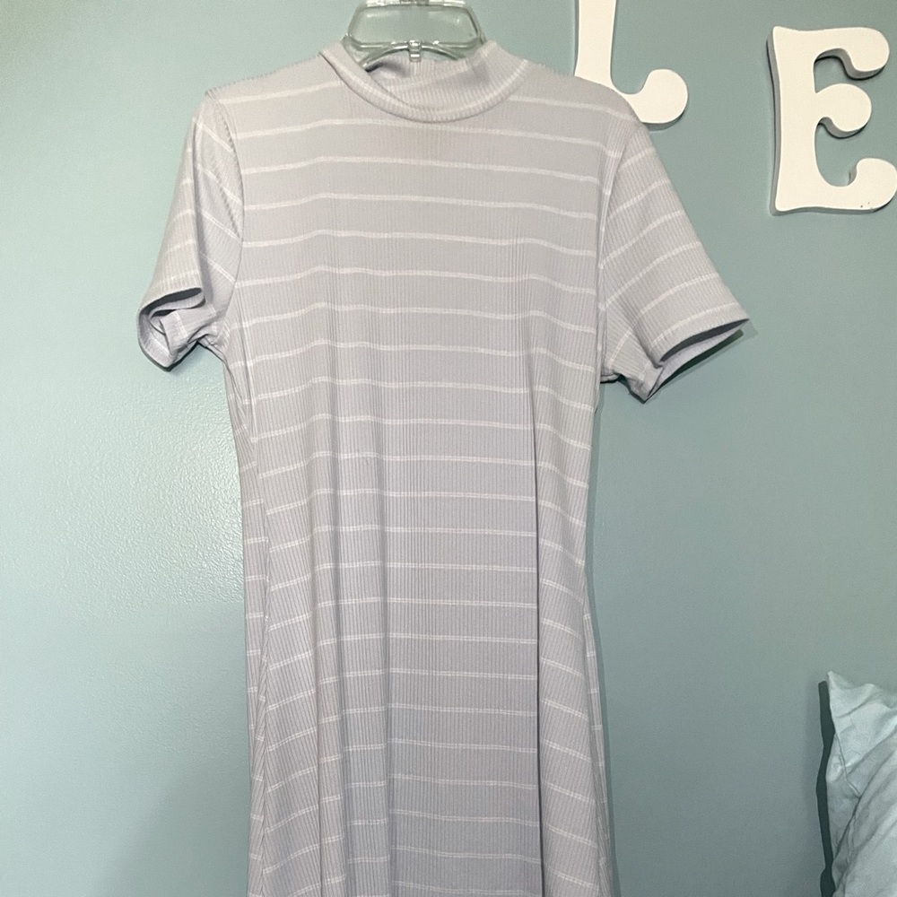 Blue and white T shirt dress